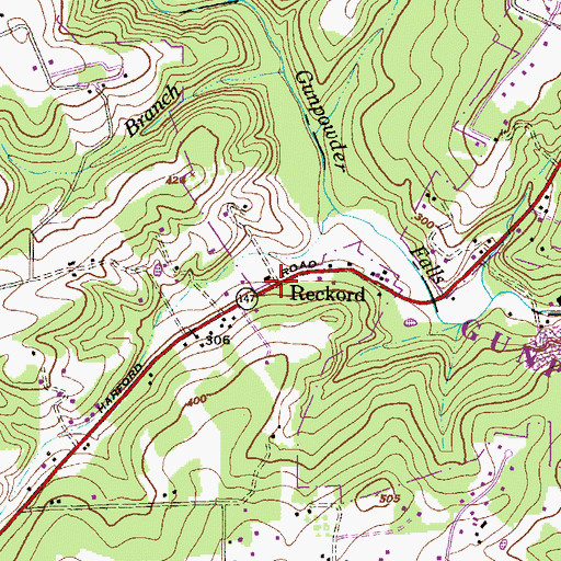 Topographic Map of Reckford, MD