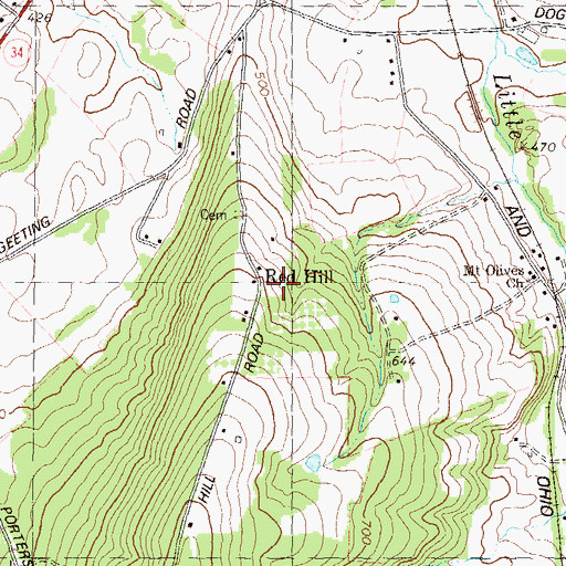 Topographic Map of Red Hill, MD