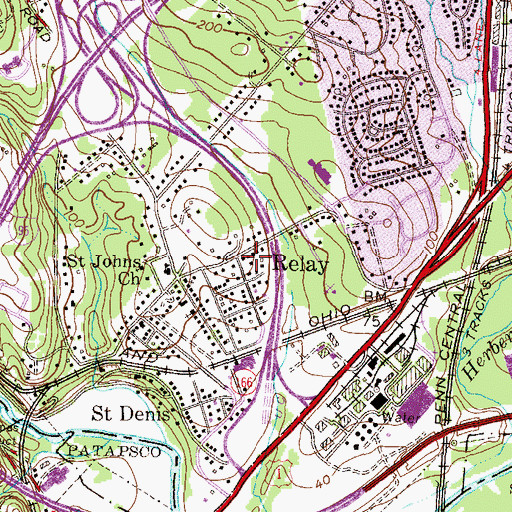 Topographic Map of Relay, MD