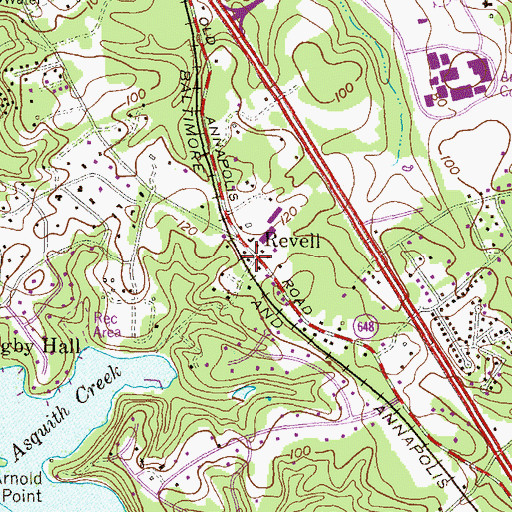 Topographic Map of Revell, MD