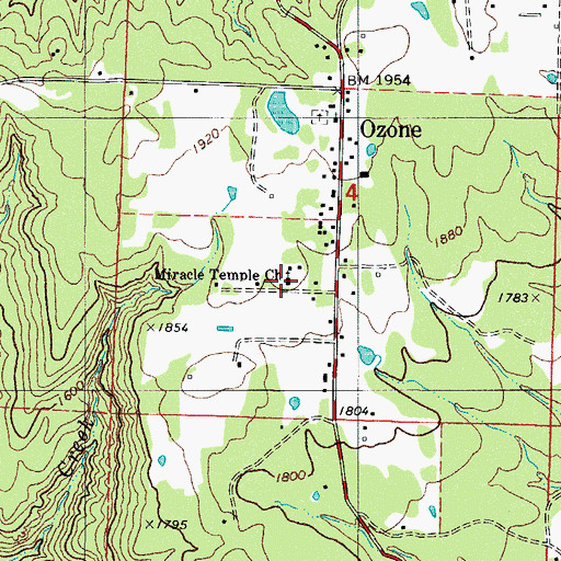 Topographic Map of Miracle Temple Church, AR