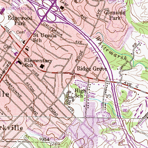 Topographic Map of Ridge Grove, MD