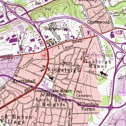 Topographic Map of Ridgeleigh, MD