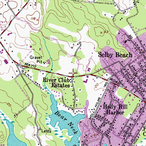 Topographic Map of River Club Estates, MD
