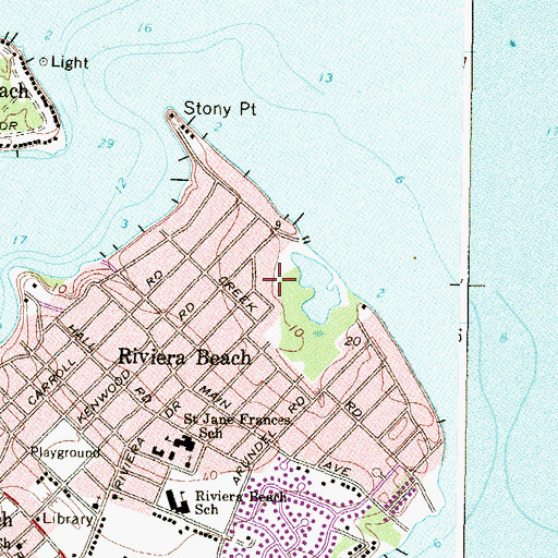 Topographic Map of Riviera Beach, MD