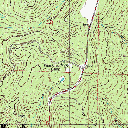 Topographic Map of Pine Crest Camp, AR