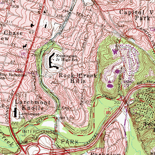 Topographic Map of Rock Creek Hills, MD