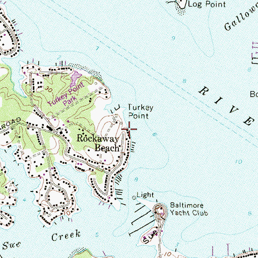 Topographic Map of Rockaway Beach, MD