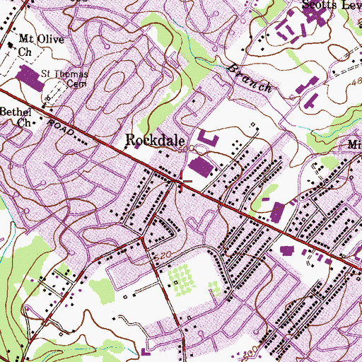 Topographic Map of Rockdale, MD