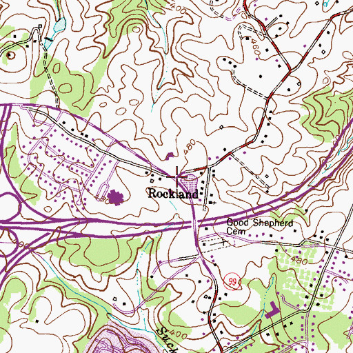 Topographic Map of Rockland, MD