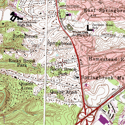 Topographic Map of Rocky Brook Park, MD