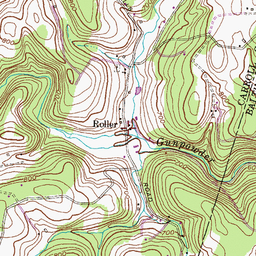 Topographic Map of Roller, MD