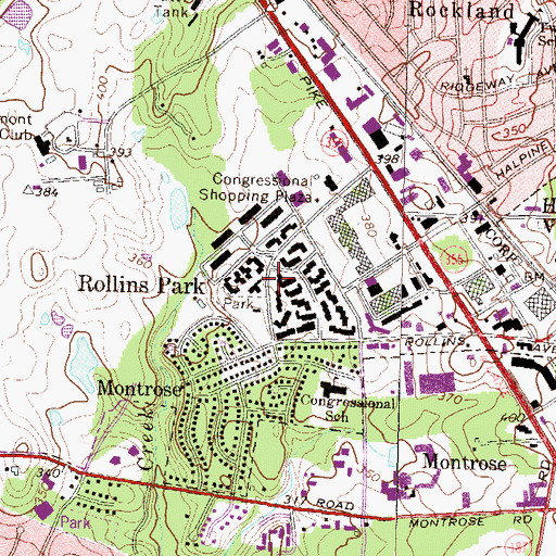 Topographic Map of Rollins Park, MD
