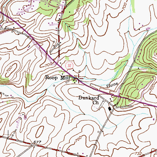 Topographic Map of Roop Mill, MD