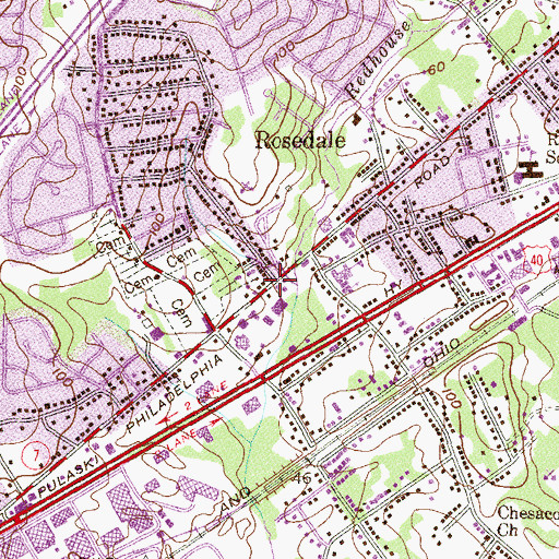 Topographic Map of Rosedale, MD