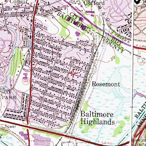 Topographic Map of Rosemont, MD