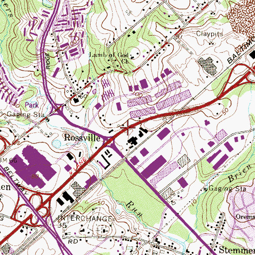 Topographic Map of Rossville, MD
