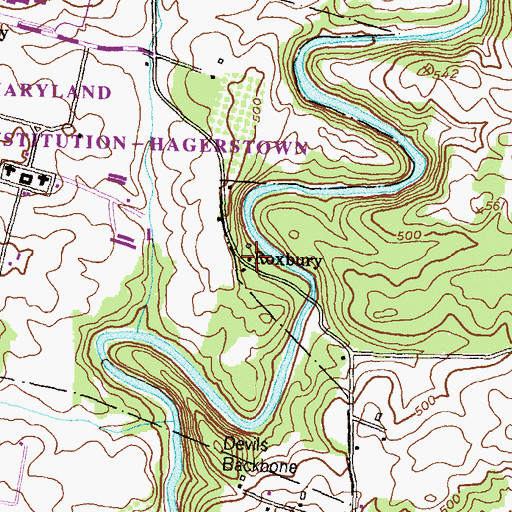 Topographic Map of Roxbury, MD