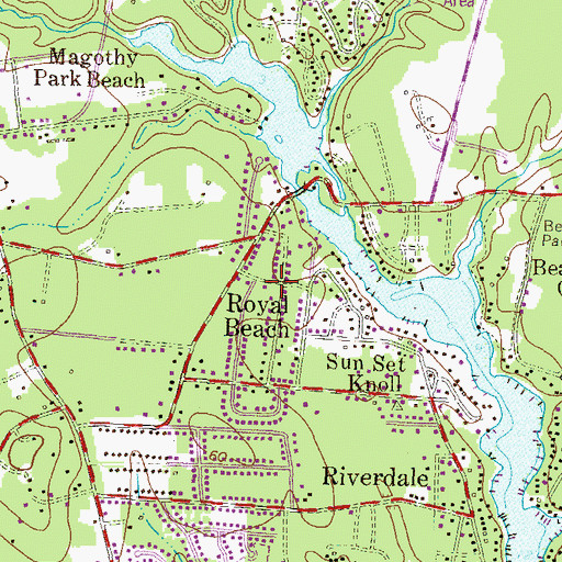 Topographic Map of Royal Beach, MD