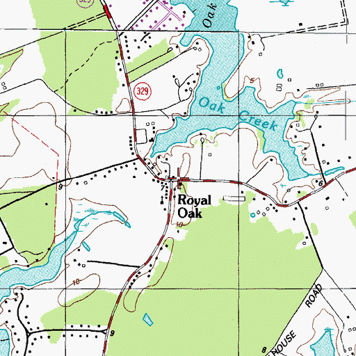 Topographic Map of Royal Oak, MD