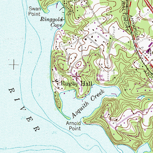 Topographic Map of Rugby Hall, MD