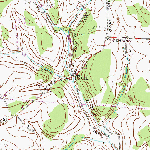 Topographic Map of Ruhl, MD