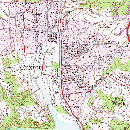 Topographic Map of Ruxton, MD