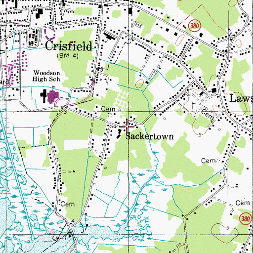 Topographic Map of Sackertown, MD