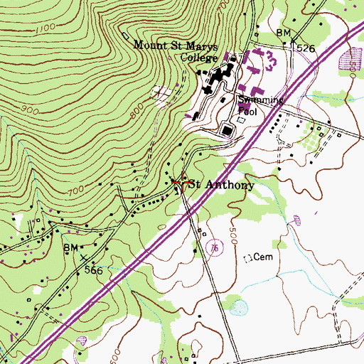 Topographic Map of Saint Anthony, MD