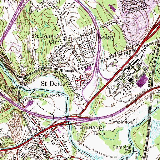 Topographic Map of Saint Denis, MD