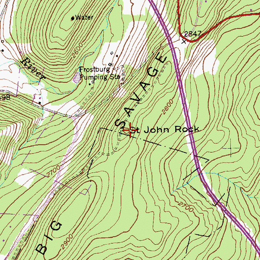 Topographic Map of Saint John Rock, MD