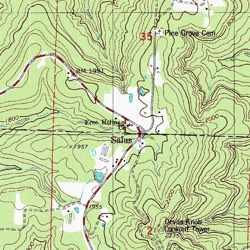 Topographic Map of Free Holiness Church, AR