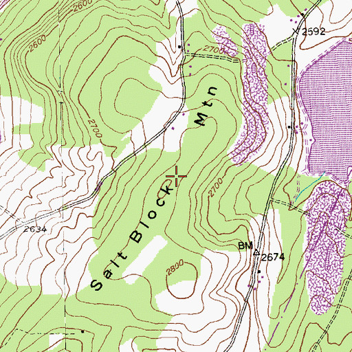 Topographic Map of Salt Block Mountain, MD