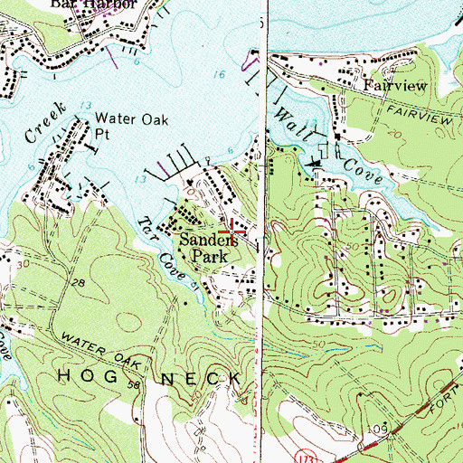 Topographic Map of Sanders Park, MD