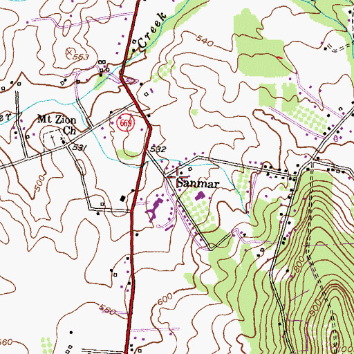 Topographic Map of San Mar, MD