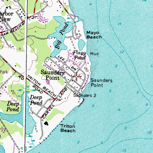 Topographic Map of Saunders Point, MD