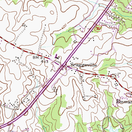 Topographic Map of Scaggsville, MD