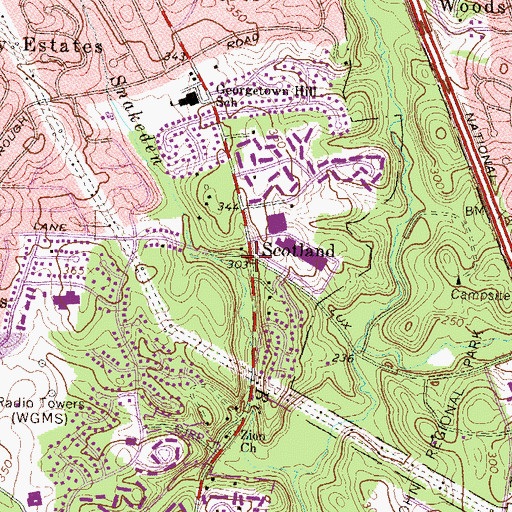 Topographic Map of Scotland, MD