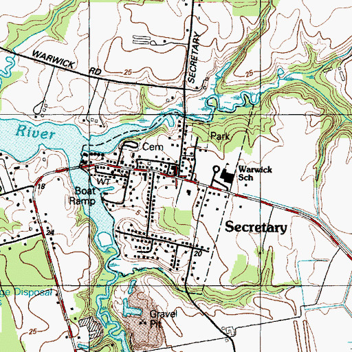 Topographic Map of Secretary, MD