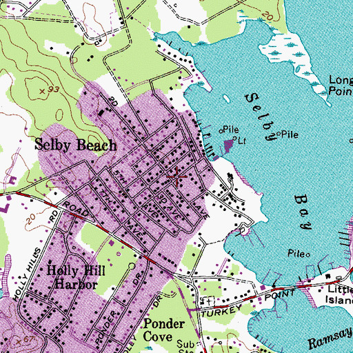 Topographic Map of Selby Beach, MD