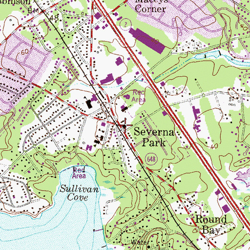 Topographic Map of Severna Park, MD