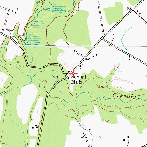 Topographic Map of Sewell Mills, MD