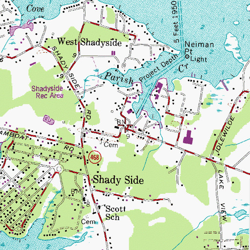 Topographic Map of Shady Side, MD