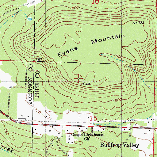 Topographic Map of Evans Mountain, AR