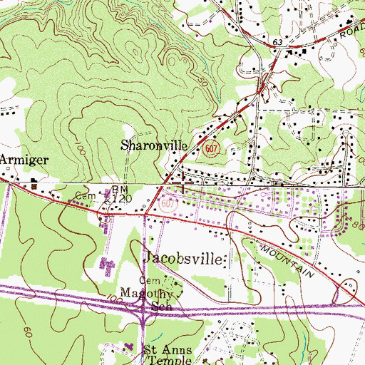 Topographic Map of Sharonville, MD