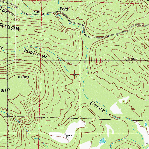 Topographic Map of Jimmy Hollow, AR
