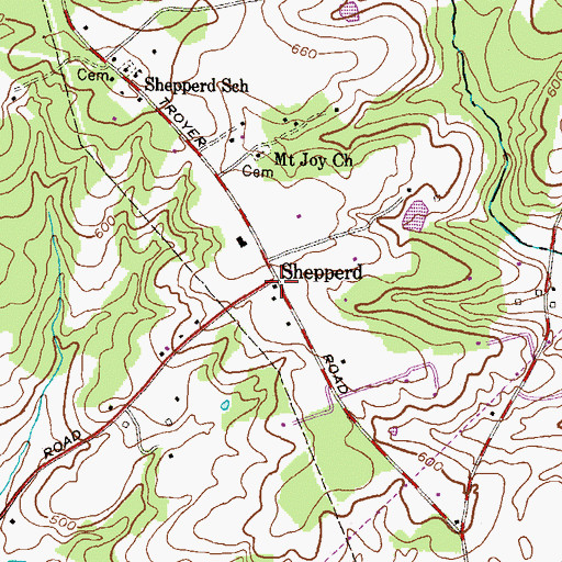 Topographic Map of Shepperd, MD