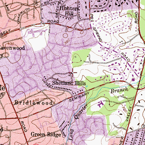 Topographic Map of Shetland Hills, MD