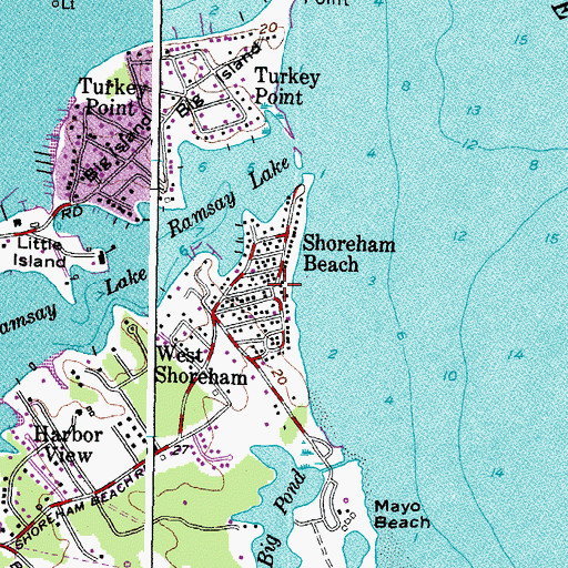 Topographic Map of Shoreham Beach, MD