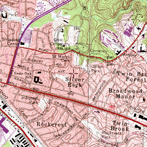 Topographic Map of Silver Rock, MD